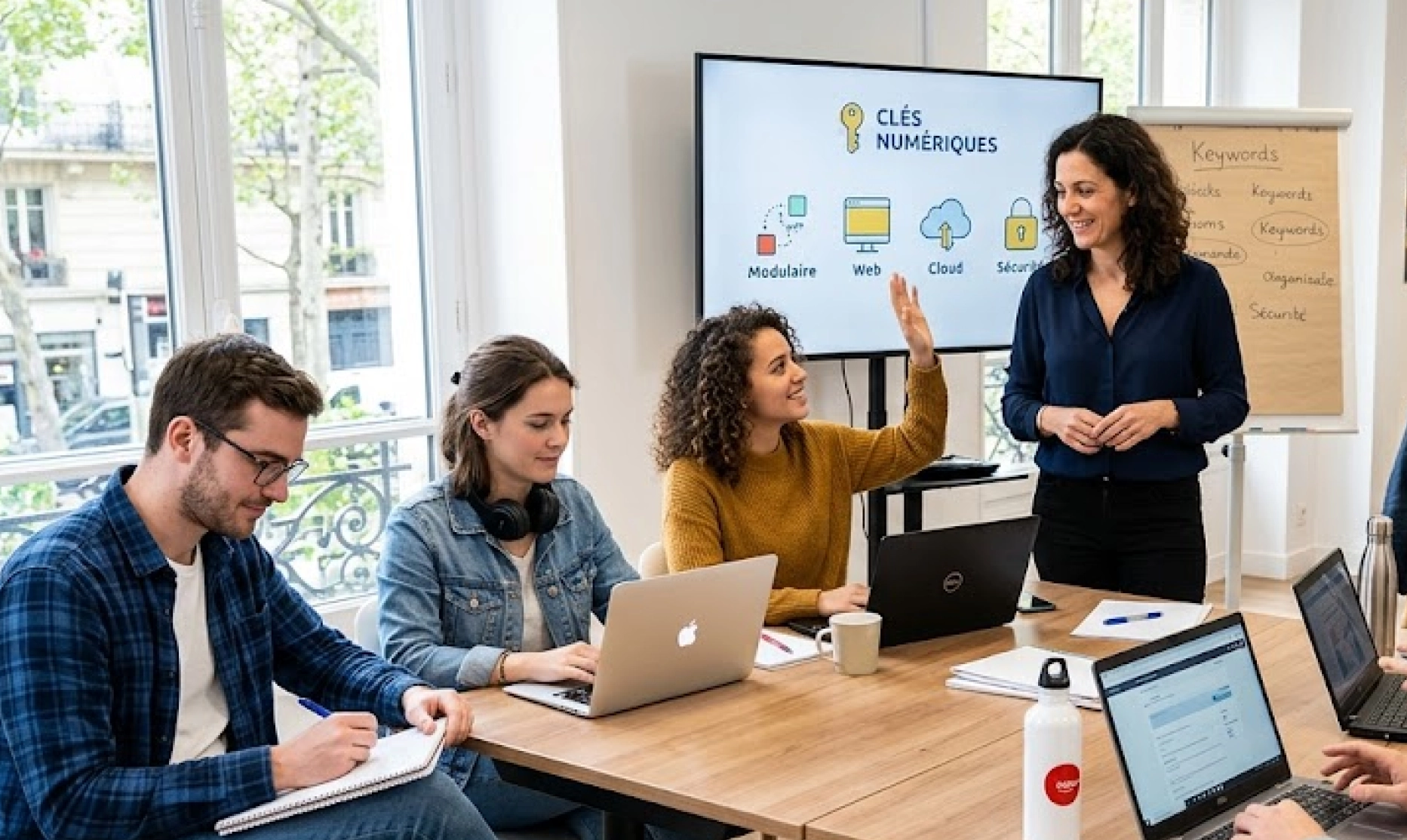 Groupe en formation informatique débutant présentiel 77 – module clés numériques – La Formaterie