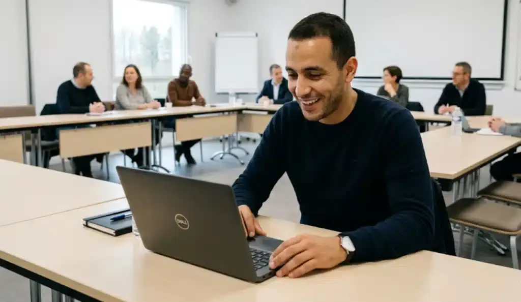 Homme en formation IA pour l'emploi – utiliser l'intelligence artificielle pour sa recherche d'emploi – Marne-la-Vallée