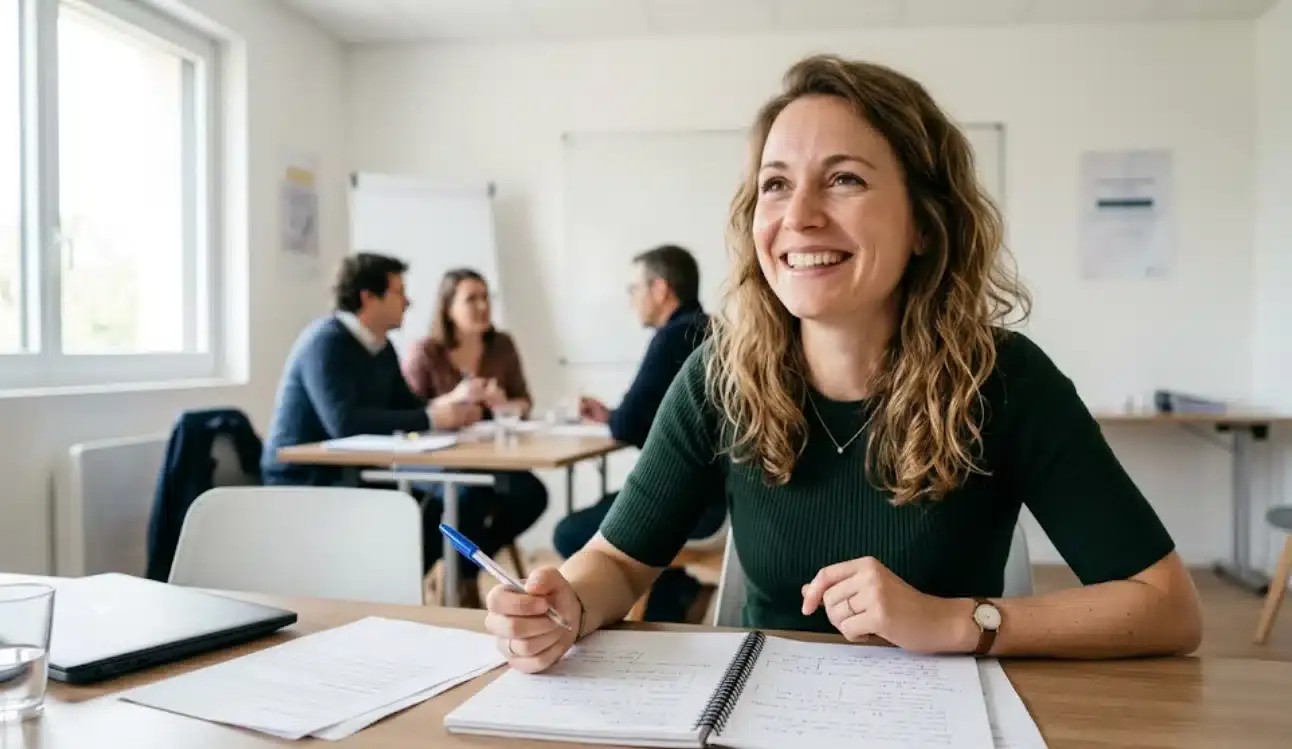 Participante souriante en formation projet professionnel en Seine-et-Marne – La Formaterie Croissy-Beaubourg